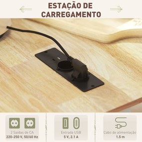 Carrinho de Cozinha, Ilha de Cozinha com Rodas com Tomada USB Bancada Rebatível 2 Gavetas 119,5x74x94,5 cm Branco
