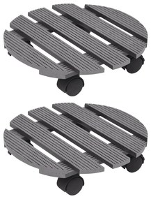 Suportes com rodas para vasos 2 pcs Ø30x7,5 cm WPC cinzento