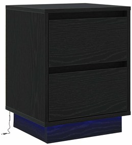 Criados-mudos com Luzes LED 2 pcs Preto 39x34,5x50 cm