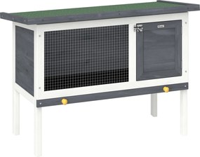 PawHut Coelheira de Madeira para Coelhos Médios com Teto de Asfalto Abatível e Bandeja Removível Porta 90x45x65 cm Cinzento | Aosom Portugal