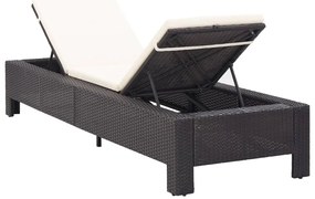 Espreguiçadeira com almofadão vime PE preto