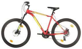 vidaXL Bicicleta de montanha 21 velocidades roda 27,5" 42 cm vermelho