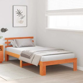 Estrutura de Cama de Madeira Castanho Encerado Madeira Maciça