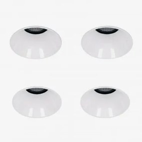 Pack De 4 Downlights Led Embutidos Sem Moldura Trimless Redondos Ø6,8 Cm Em Alumínio Luisiana Branco & Branco Cálido 2700k & 11 W & 23º - Sklum