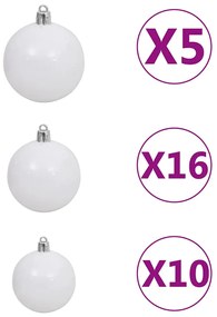 Árvore Natal artificial LEDs/bolas 240cm abeto caucasiano verde