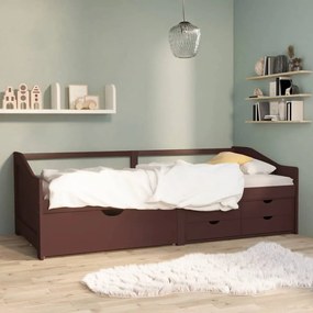 Sofá-cama 3 lugares c/ gavetas 90x200 cm pinho castanho-escuro