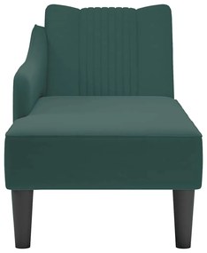 Chaise-longue com apoio de braço direito veludo verde escuro