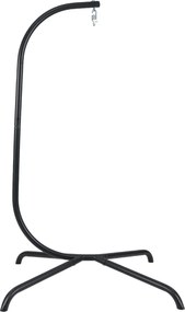 Suporte em forma de C para rede com rotação de 360° Gancho de mola para interiores e exteriores 106 x 105 x 197 cm Preto