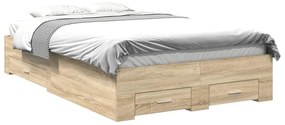 Estrutura de Cama Carvalho Sonoma 140x200 cm Madeira Engenheirada
