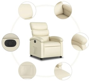 Poltrona reclinável elétrica couro artificial cor creme