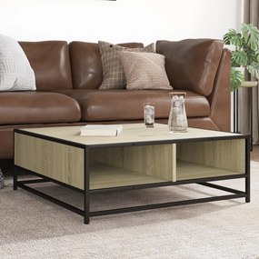 vidaXL Mesa de centro 80x80x30 cm deriv. madeira/metal carvalho sonoma