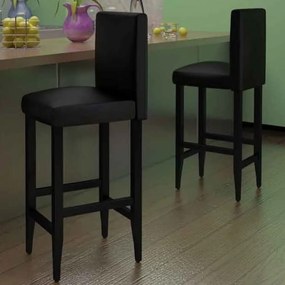 Bancos de bar 2 pcs couro artificial preto