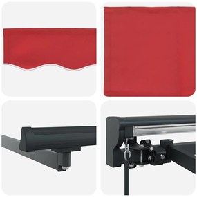 Toldo Retrátil Manual Vermelho 350x250 cm Tecido