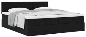 Estrutura de cama otomana com colchões 200x200cm veludo preto