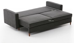 Sofá-cama de 3 Lugares Eva – Antracite – 210x82x90 cm