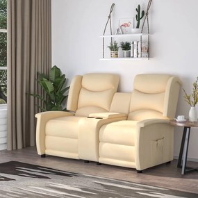 vidaXL Sofá reclinável 2 lugares tecido microfibra cor creme