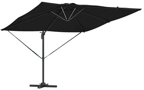 Guarda-Sol Cantilever Roma com LEDs - Preto, 286 x 285 x 270 cm, Alumí