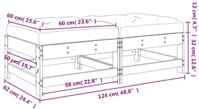 Apoios pés jardim c/ almofadões 2 pcs pinho maciço castanho-mel
