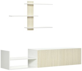 HOMCOM Móvel TV Sala Estar com Prateleira Parede Espaço Ample 150x31,5x40cm e 95,5x16x60cm Madeira Branco | Aosom Portugal