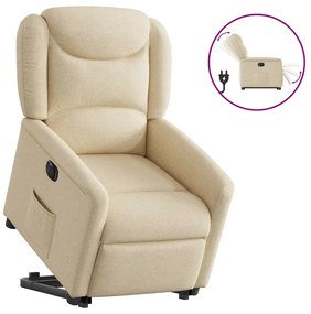 vidaXL Poltrona reclinável elevatória elétrica tecido cor creme