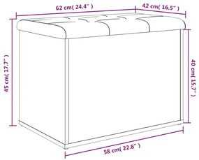 Banco de arrumação 62x42x45cm derivados madeira cinzento sonoma