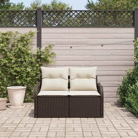 Sofá de jardim 2 lugares vidaXL com almofadas em rattan sintético cast