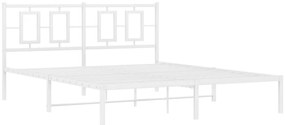 Estrutura de cama com cabeceira 150x200 cm metal branco
