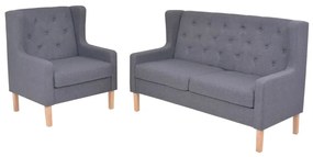 274932 vidaXL Conjunto de sofás 2 pcs tecido cinzento