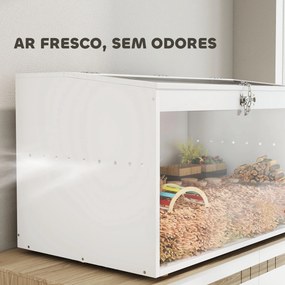 Gaiola para Hamster com Tampa Abatível e Janela de Acrílico Transparente 80x50x50 cm Branco