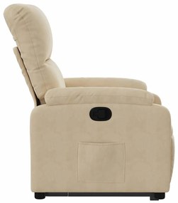 Poltrona reclinável elevatória tecido de microfibra cor creme