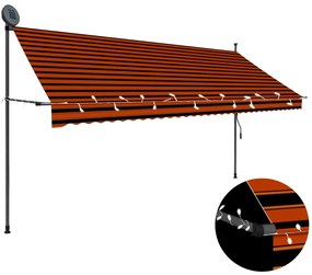 Toldo retrátil manual com LED 350 cm laranja e castanho