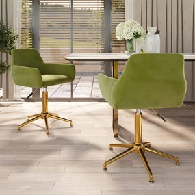 vidaXL Cadeiras de jantar giratórias 2 pcs veludo verde-claro