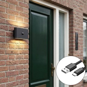 Candeeiro de Parede Preto Sensor Magnético de 4 Níveis Incl. LED Recarregável - Batt