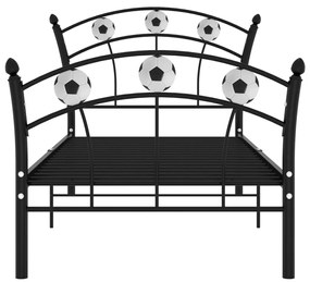 Estrutura de cama com design de futebol 90x200 cm metal preto