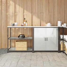 vidaXL Conjunto de Armazenamento de Cozinha com prateleira 2 pcs Prata
