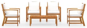 5 pcs conjunto lounge de jardim c/ almofadões acácia maciça