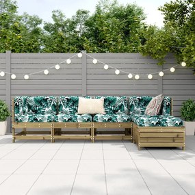 5 pcs conjunto de sofás para jardim madeira de pinho impregnada