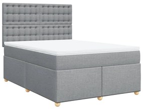 Cama com molas/colchão 140x200 cm tecido cinzento-claro