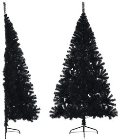 344679 vidaXL Meia árvore de Natal artificial com suporte 240 cm PVC preto