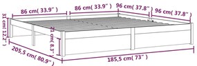 Estrutura de cama super king 180x200 cm madeira maciça