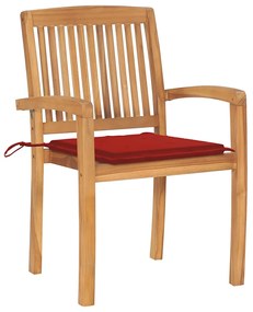 Cadeiras de jardim empiháveis c/ almofadões 4 pcs teca maciça