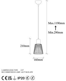 Chandelier Kemtel – Preto – 16 x 16 x 29 cm
