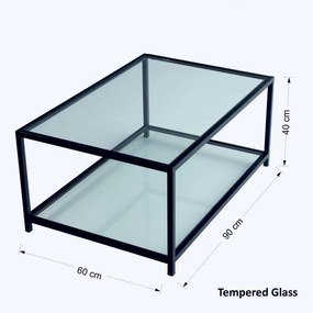 Mesa de Café Astro - Preto Fumado - 90x40x60cm