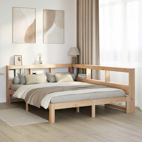 vidaXL Cama com estante sem colchão 160x200 cm pinho maciço