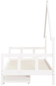 Estrutura cama infantil c/ gavetas 90x200cm pinho maciço branco