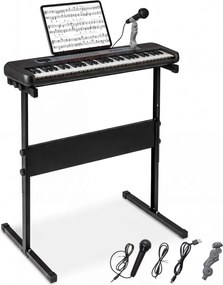 Teclado de piano de 61 teclas para crianças – Brinquedo musical, piano digital educativo com suporte ajustável, microfone e suporte para partituras pr