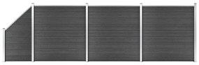 Conjunto de painel de vedação WPC 619x(105-186) cm preto