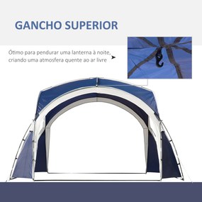 Abrigo de Campismo Dobrável – 3,5x3,5x2,22 m – Azul e Cinza Claro – Pr
