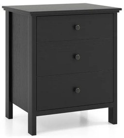 Conjunto de 2 mesas de cabeceira com 3 gavetas e acabamento em madeira para quarto - marrom