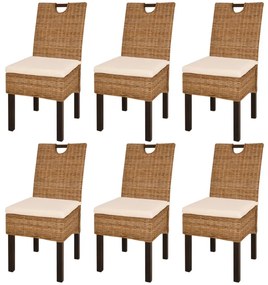 vidaXL Cadeiras de jantar, 6 pcs, vime Kubu madeira de mangueira